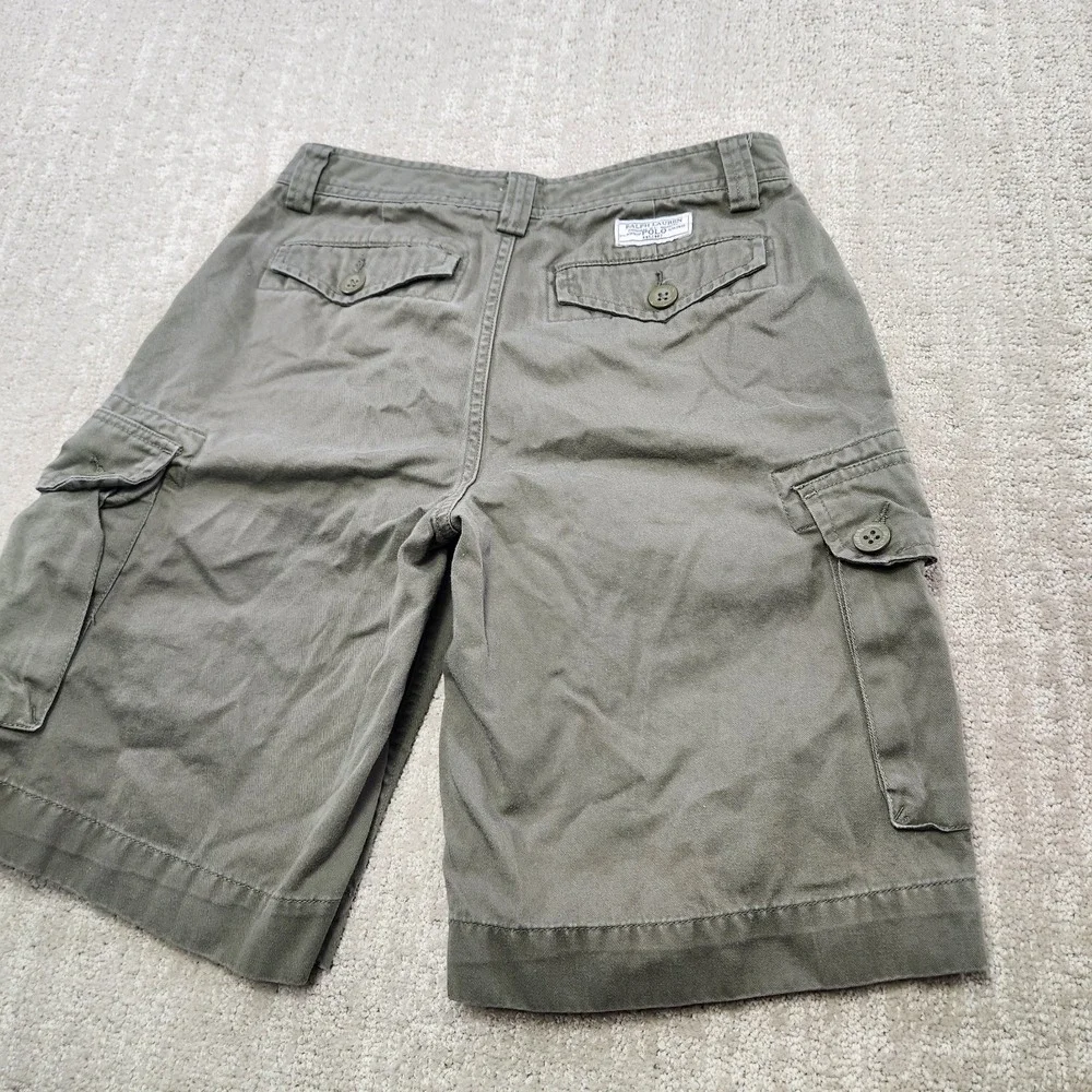 Vintage Polo Ralph Lauren Cargo Shorts‎ Youth 14 Kid Boys Y2K Baggy Olive Green